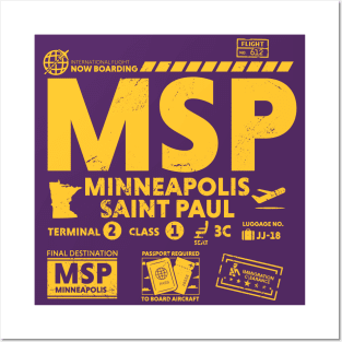 Vintage Minneapolis Saint Paul MSP Airport Code Travel Day Retro Travel Tag Posters and Art